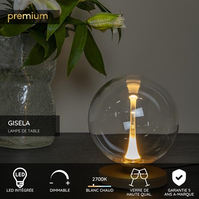 Lucide GISELA - Lampe de table - Ø 16 cm - LED Dim. - 1x5W 2700K - Transparent | Premium